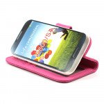 Wholesale Samsung Galaxy S4 Simple Flip Leather Wallet Case with Stand (Hot-Pink)